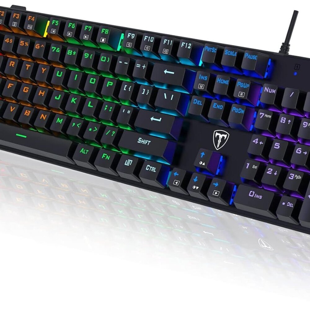 Mechanical Gaming Keyboard, RGB 104 Keys Ultra-Slim LED Backlit USB Wired Keyboa